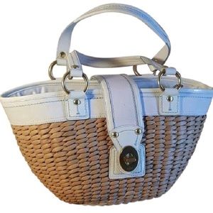 Coach Bucket Natural Straw White Tote
